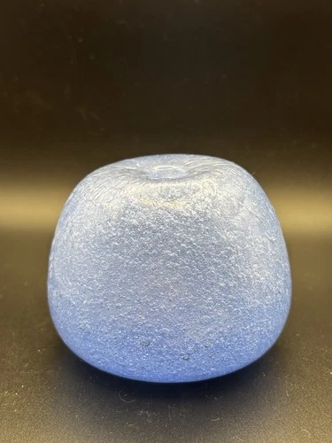 VINTAGE Blue Bubble Glass Vase/Paperweight Pontil Mark Unmarked Murano Style