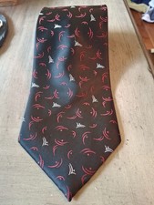 Neck Tie VTG Wembley Black Red White Design Stripe Made In USA