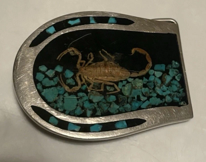 Винтажная пряжка ремня из нержавеющей стали с камнем подковы подлинный скорпион смола - Изображение 4 из 4