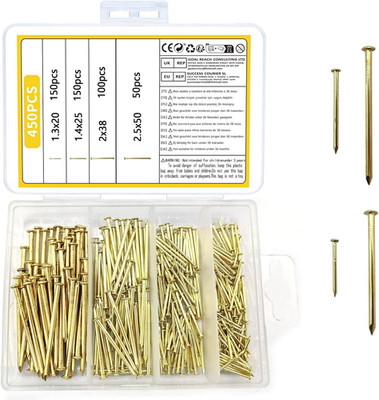 450 Teile Messing Gold Nägel und Stifte Sortiment, Stahl Wandstifte Heftnägel für Wo