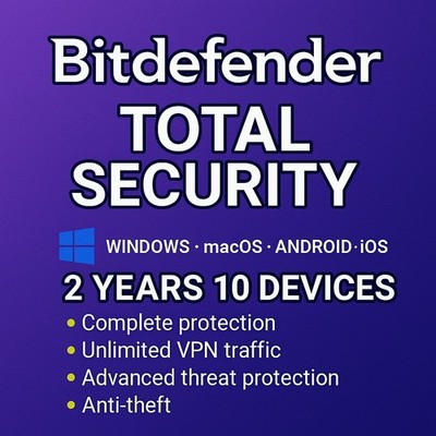 Bitdefender Total Security - 2 Years 10 Devices (Windows, MAC, Android)