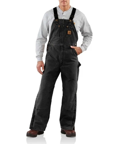 NWT Carhartt Men's Duck Bib Quilt Lined Overall Workwear Black R27 43 X 30 - product listing photo