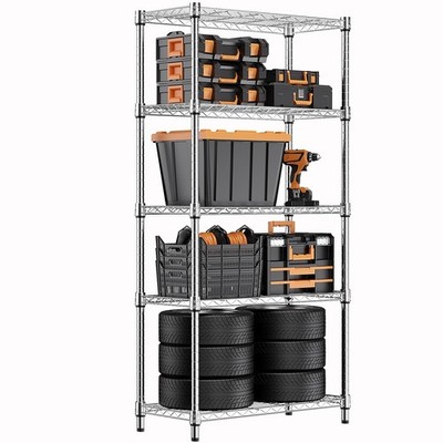 1250 lbs Steel Heavy Duty 5-Tier Utility Shelving Unit Steel Organizer Wire Rack