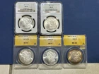 Lot 5 MS64 Morgan Silver Dollars NGC 1881-S, 1885-O, ANACS 1879-S, 1880-S, 1885