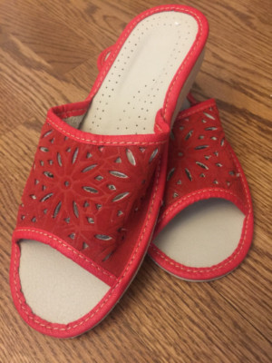 ladies leather slippers ebay