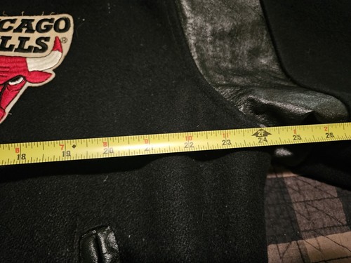 Vintage 90's NBA Chicago Bulls Black Chalk Line Wool Varsity Large Jacket - Picture 21 of 21