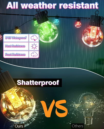 G40 Solar Smart String LED RGB 15 Lights, Bluetooth Dimmable App/Local Control - Picture 1 of 11