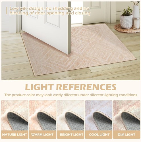 Soft & Stylish 6x9 Machine Washable Low Pile Non-Slip Area Rug in Light Camel - Picture 6 of 10