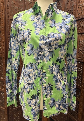 J Crew M Factory The Perfect Shirt grün blau Blumen Button Down Bluse
