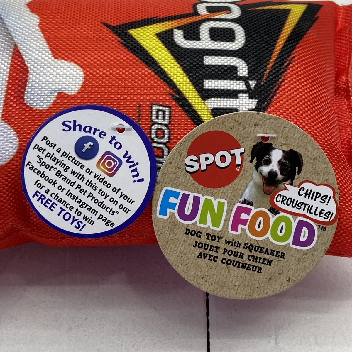 SPOT Fun Food Dogritos Red Bag Plush w Squeaker Dog Toy 7 NEW eBay