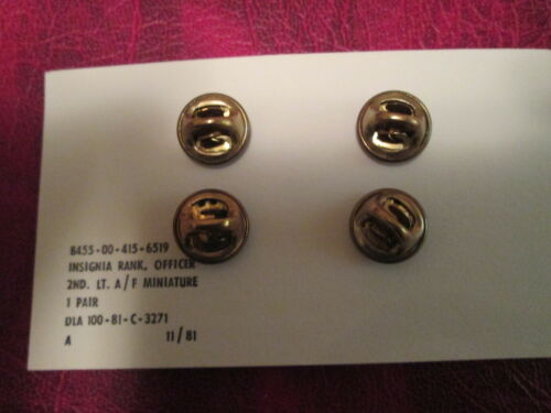 Pair of 2nd LT Lieutenant Rank Insignia half size gold bars USA Made SPECIAL - Picture 2 of 2