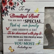 To My Beautiful Aunt Wood Photo Frame Gifts.NIB.8x10. Fast Shipping