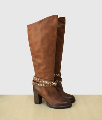 Edle EGO High Heel Stiefel Gr. 37 Alberto Gozzi - Vero Cuoio Echtleder - TOP
