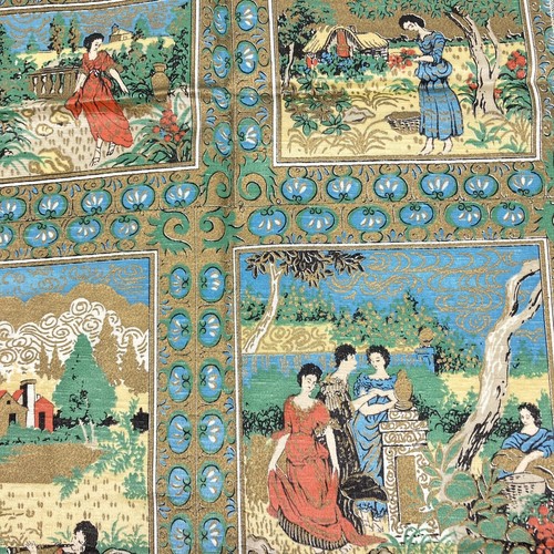 2 Pezzi Vintage Tessuto Resti Asiatico Metallizzato Oro Mosaico Cuscino Tappezzeria Donna - Foto 5 di 12