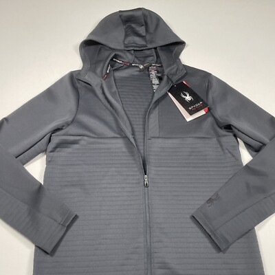 Spyder Active Jacket Men's Small Gray Outdoor Full Zip Hooded