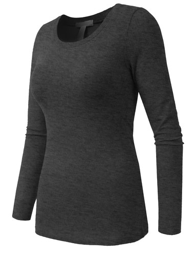T-shirt casual NE PEOPLE da donna leggera base maniche lunghe girocollo collo casual NEWT78 - Foto 35 di 213