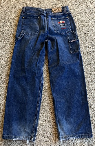 Vintage Boys Phat Farm Y2K Blue Jeans Size 14 - Pockets Big Logos EUC - Picture 3 of 9