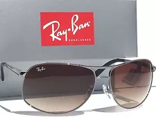 NEW* Ray Ban AVIATOR SILVER 64mm w Brown Gradient Sunglass RB3387 004