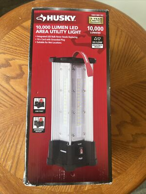 #ad #ad Husky Utility LED Work Light 10000 Lumen with Grounded Outlet USB Port Portable $77.99