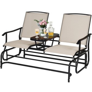 2-person Outdoor Patio Double Rocking Loveseat - Color Beige