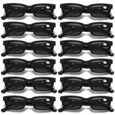 12 PK Black Unisex Full Lens Tinted Sun Readers Reading Sunglasses UV400 Protect