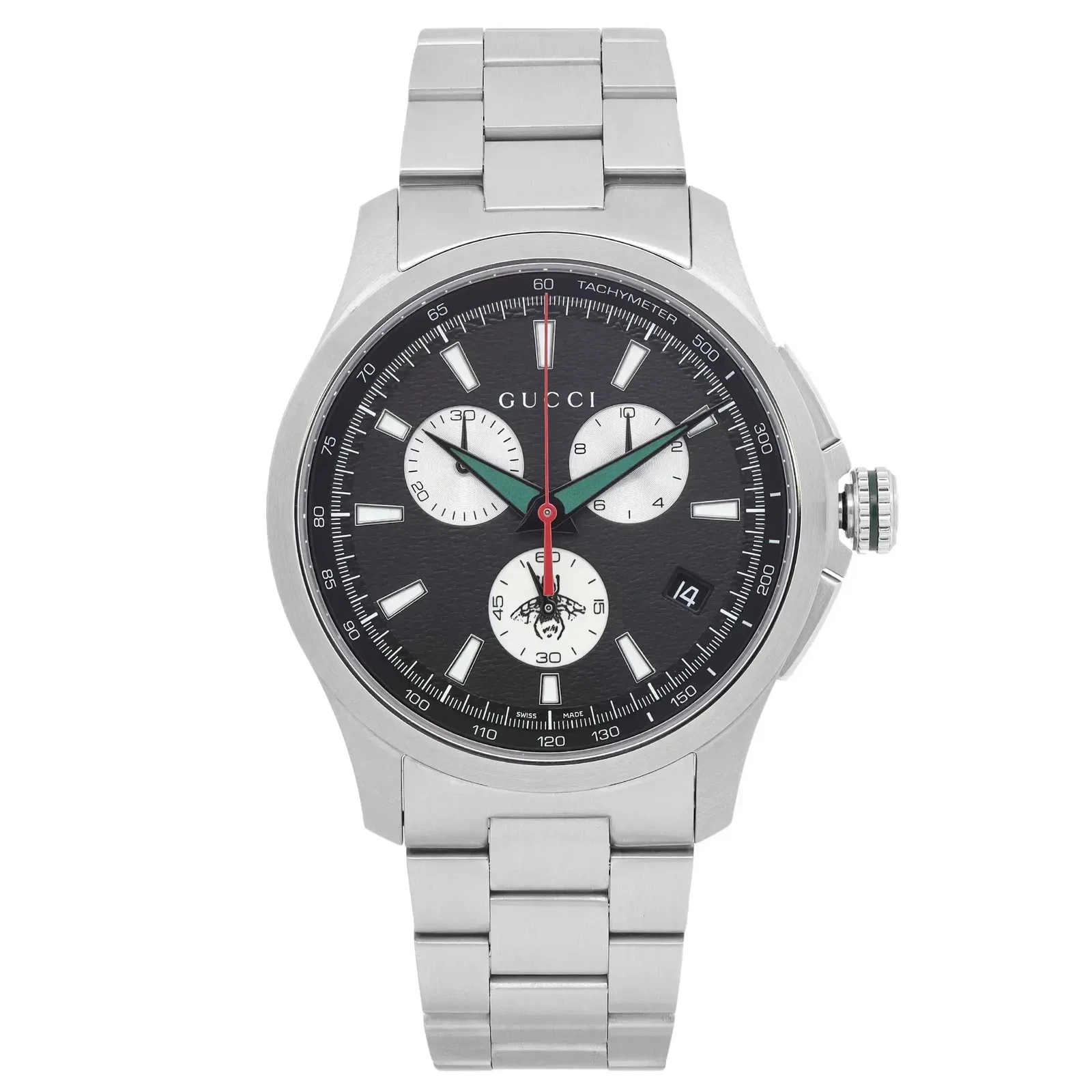 Montre homme Gucci G Timeless chronographe acier 44 mm cadran noir quartz YA126267
