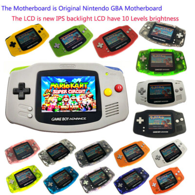 Game Boy Advance GBA Console with IPS Backlight LCD Mod 10 Levels Brightness
