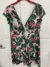 Floral One Piece Swim Dress Size 18 Built In Wirefree Bra EUC