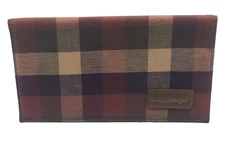 Longaberger Fabric Orange Green Plaid Checkbook Holder Wallet Organizer