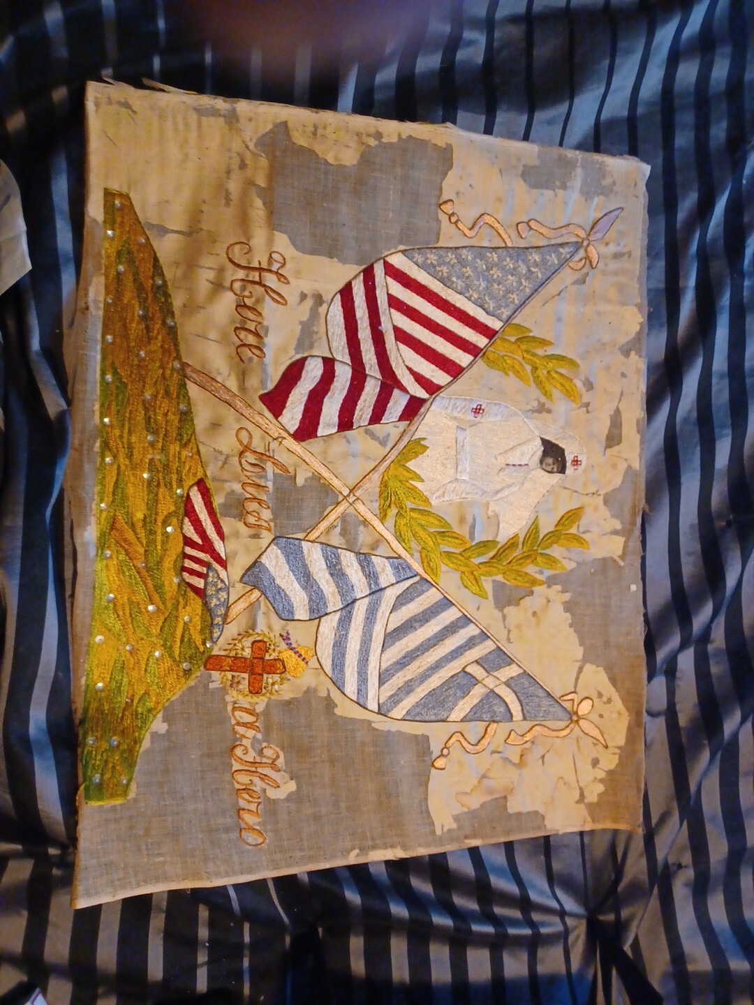 Antique Folk Art World War 1 Crosstich eBay