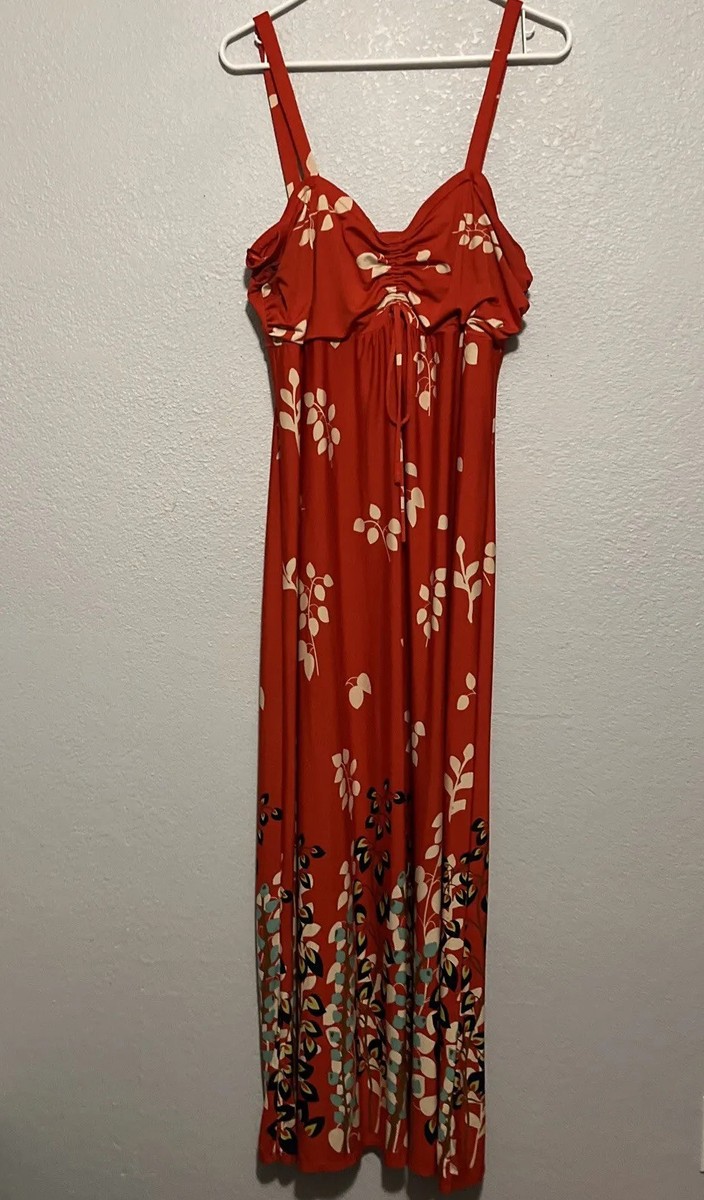 jonathan martin maxi dress Jonathan Martin Red Floral Wide Straps Maxi Dress Size 16