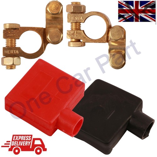 12V Battery Connectors Clamps Positive Negative Plus Protective Covers ...