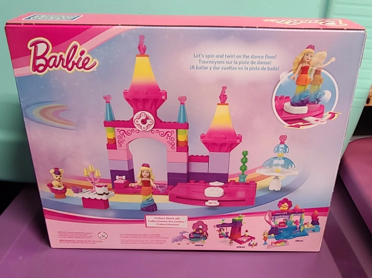 Mega Blocks Barbie Rainbow Princess Castle 81 Piece with Puppy