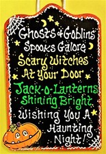 HALLOWEEN Door Room SIGN Pumpkin Plaque Wall Art Fall Autumn Decor Hanger