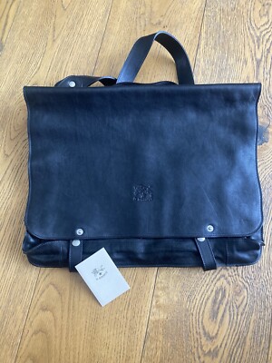 IL BISONTE Briefacase schwarz Leder. 32x39X5 . Neu nie benutzt.