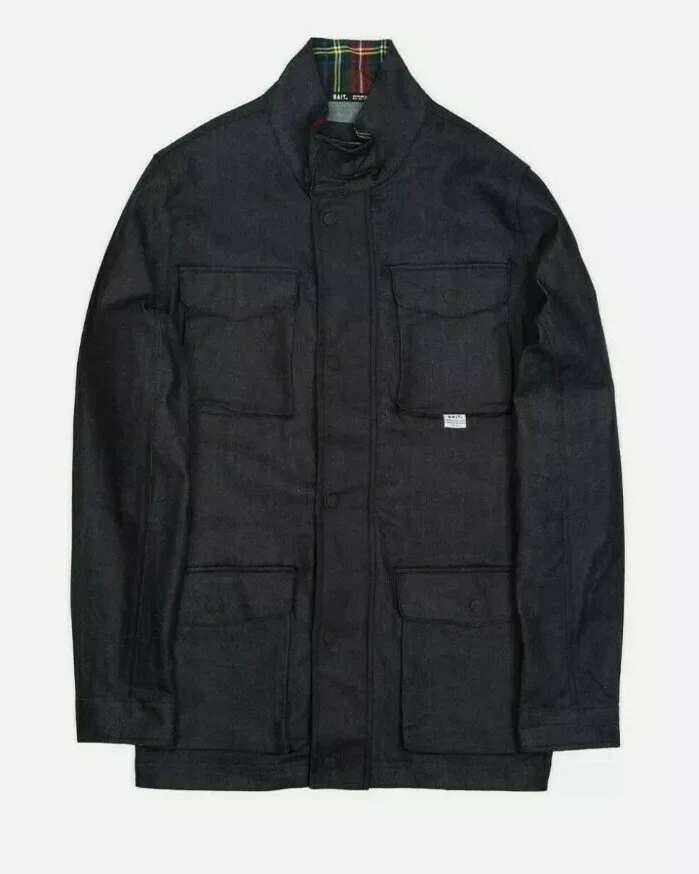 Veste à carreaux en denim homme APPAIT   GRANDE   Haîne bleu marine centaines manteau suprême