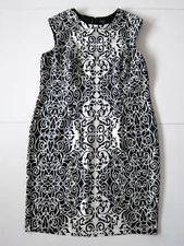 R&K Black White Floral Paisley Sleeveless Shift Sheath A-Line Tunic Dress 18W