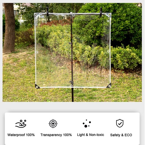 Clear Waterproof Thicken Tarpaulin Cover Heavy Duty PVC Tarp with Metal Grommets - Picture 10 of 24