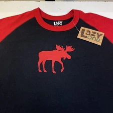NEW NWT LAZY ONE Classic Moose TEE T SHIRT Sz Mens Unisex XXL Black and Red
