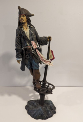 Rare 22'' Pirates Of The Caribbean Captain Jack Sparrow Resin Statue Disney Store