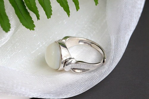 B06 Anello Onde Con Perla D'Acqua Dolce Argento Sterling 925 Misura Regolabile