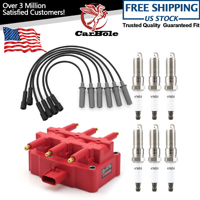 Ignition Coil & Iridium Spark Plugs & Wire Set For Jeep Wrangler 3.8L