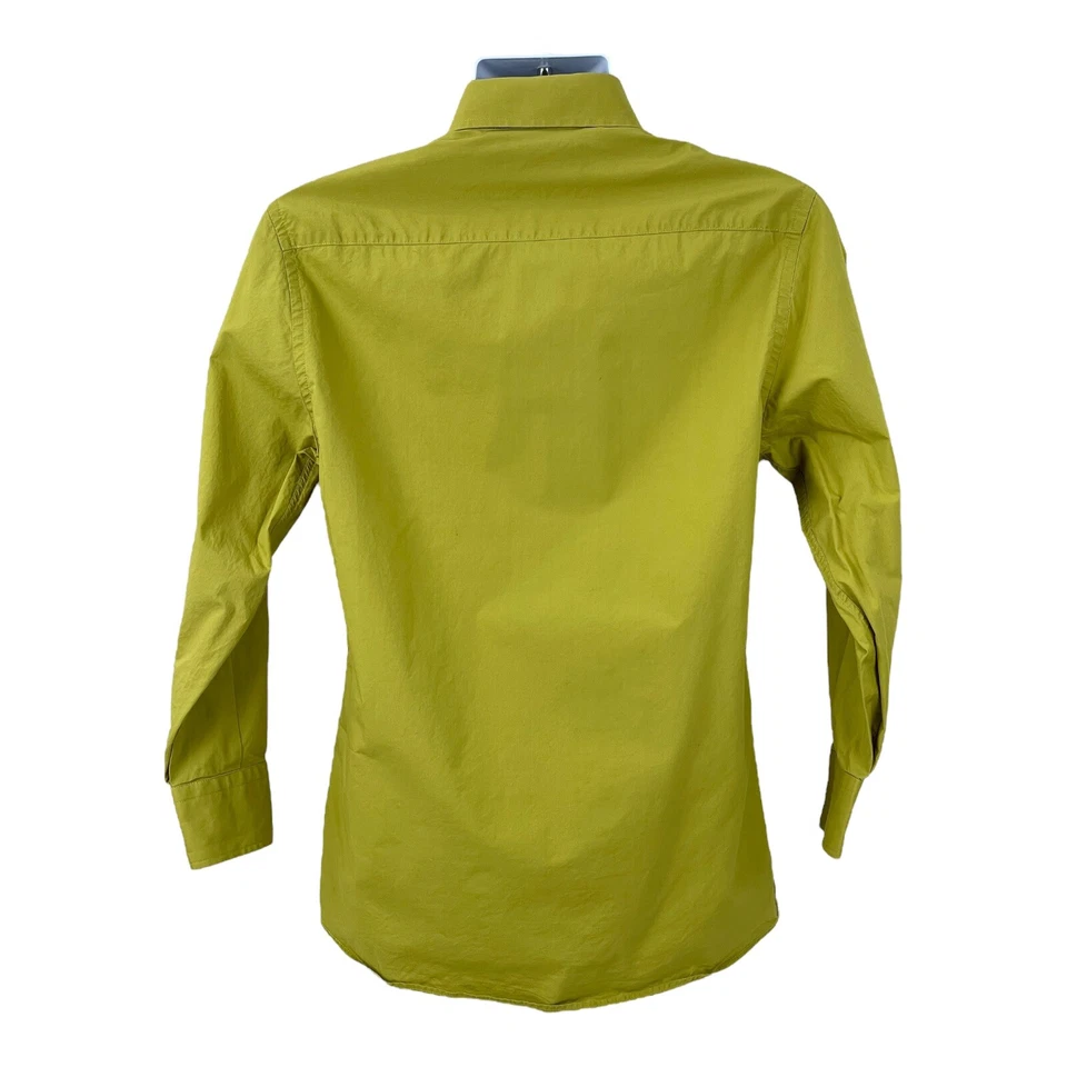 Camisa de vestir Brio Milano para hombre pequeña 14,5 botones calce moderno verde manga larga Foto 4 de 4