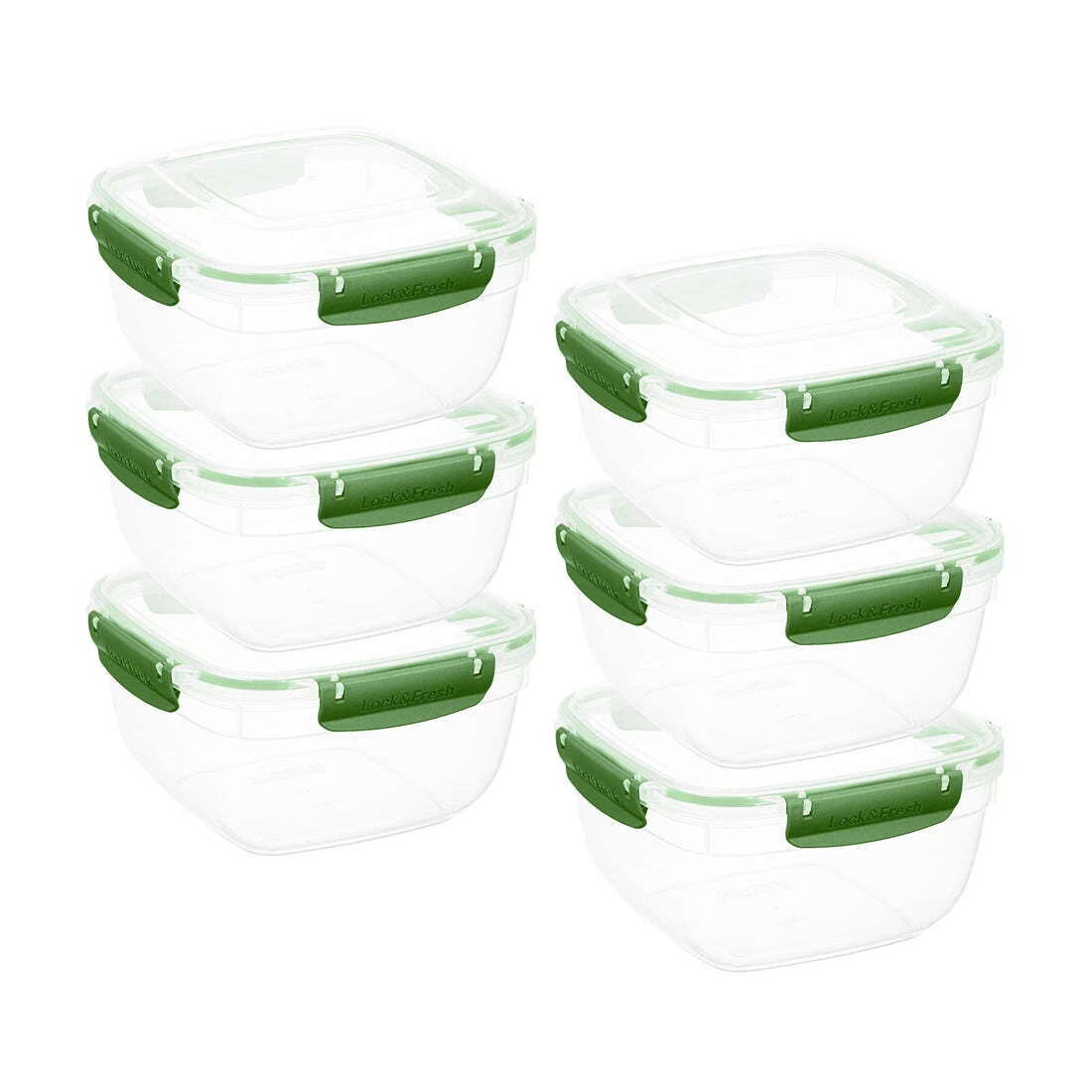 Superio Plastic Food Storage Containers, Airtight Lids, 13 oz., Green, 6 pack