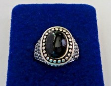 size 7 Sterling Silver 7gr 16x13mm Oval top with Dots Black Onyx wide band Ring