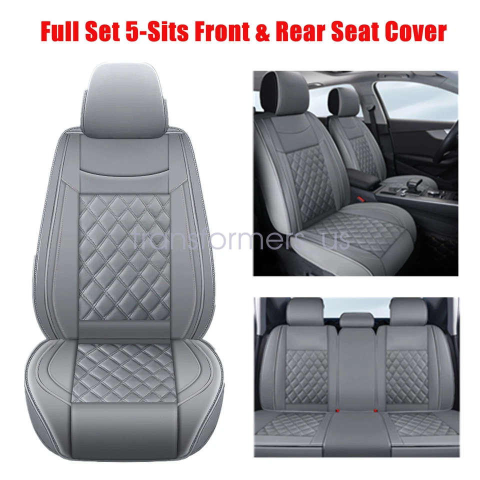 For Toyota Camry Car 5 Seat Covers Full Set Front & Rear Protector Cushions Gray - Image 3 of 4