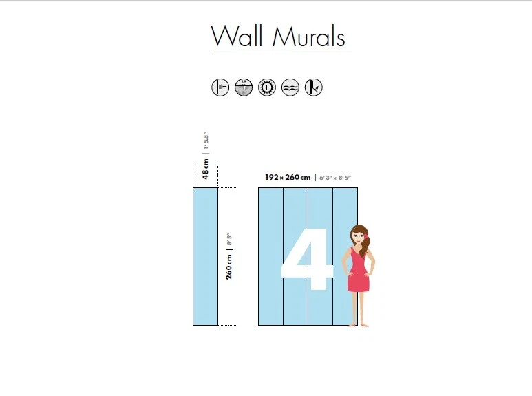 Papel pintado baño azul PREMIUM mural de pared 192x260 cm ballena tiburón arte marino Foto 3 de 4