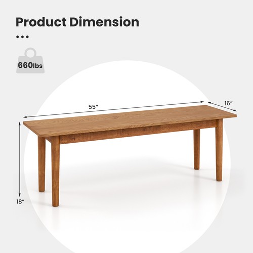 Solid Wood Dining Bench Entryway Bench with Rubber Wood Legs for Bedroom Oak - Picture 2 of 9