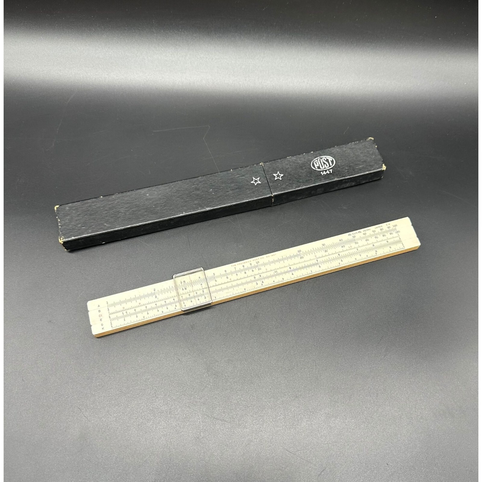Vintage Slide Ruler Fredrick Post 1447 Made in Japan Original Box Engineer