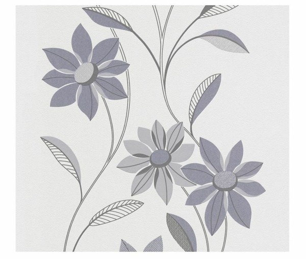 A.S. CréAtion Tapete Vlies Ok 93532-3 Blume Floral Grau Blau Stylisch Vliestapet-image